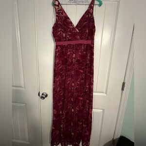 Lulus Magenta Velvet Floral Backless Maxi Dress